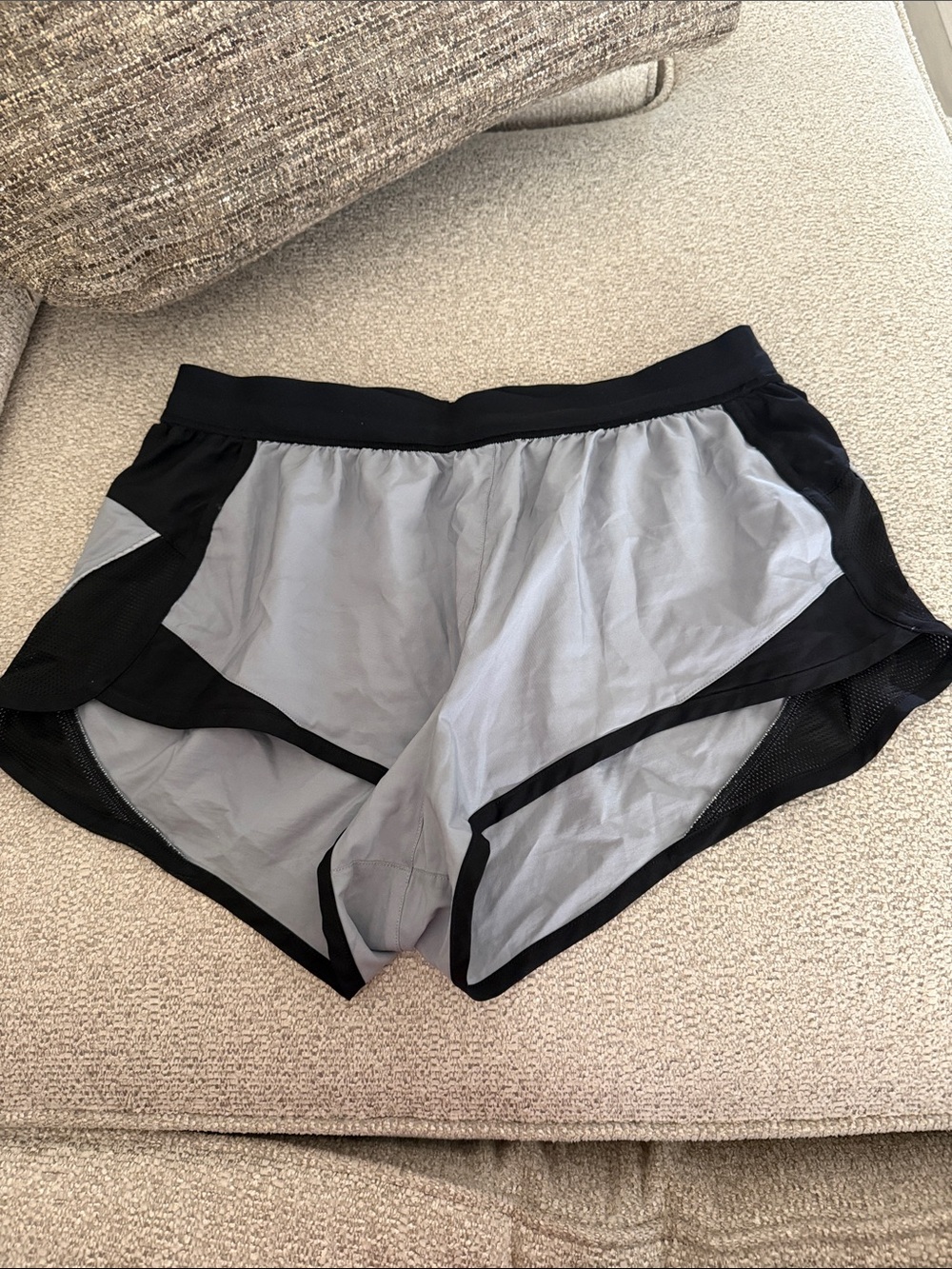Light Gray and Black Women's Athletic Shorts Victoria Sport mesh